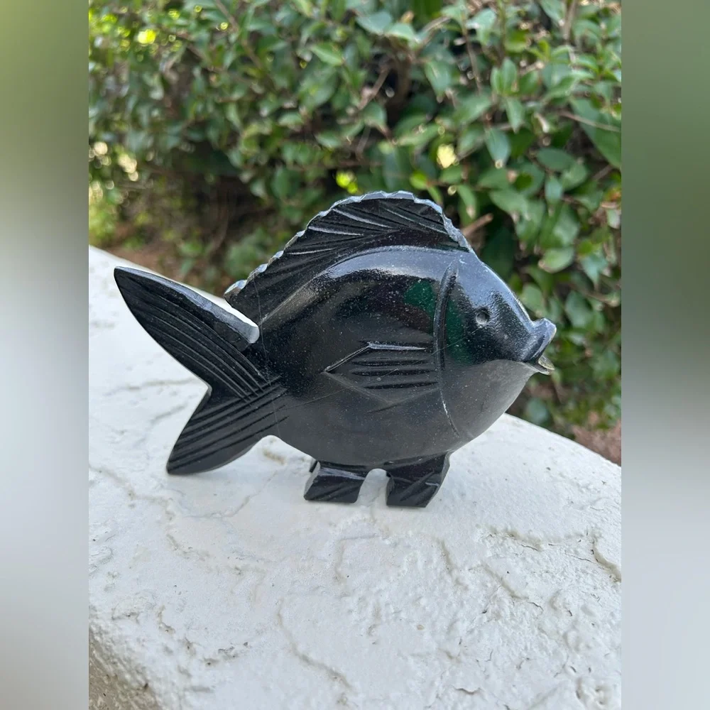 Black stone Fish Sculpture